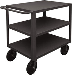 Durham - 5,000 Lb Capacity, 24" Wide x 36" Long x 40-1/4" High Heavy Duty Service Cart - 3 Shelf, Steel, 2 Rigid/2 Swivel Casters - USA Tool & Supply