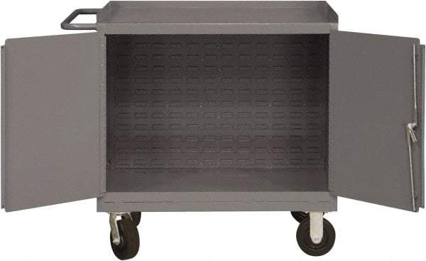 Durham - 2,000 Lb Capacity, 24" Wide x 36" Long x 40-1/2" High Mobile Cart - 2 Door, Steel, 2 Rigid/2 Swivel Casters - USA Tool & Supply