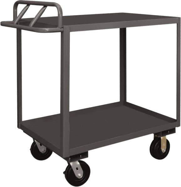 Durham - 3,600 Lb Capacity, 24" Wide x 48" Long x 37-5/8" High Service Cart - 2 Shelf, Steel, 2 Rigid/2 Swivel Casters - USA Tool & Supply