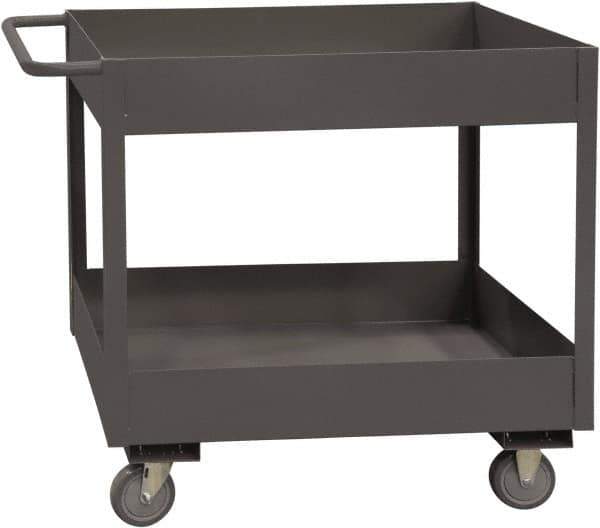 Durham - 3,600 Lb Capacity, 24" Wide x 48" Long x 39-1/16" High Service Cart - 2 Shelf, Steel, 2 Rigid/2 Swivel Casters - USA Tool & Supply