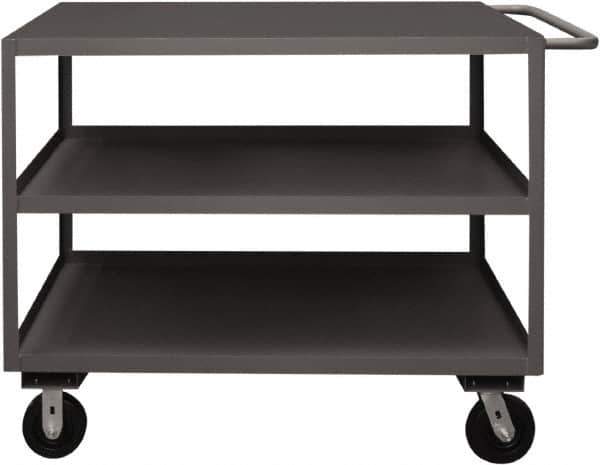 Durham - 3,000 Lb Capacity, 30" Wide x 48" Long x 37-5/8" High Service Cart - 3 Shelf, Steel, 2 Rigid/2 Swivel Casters - USA Tool & Supply