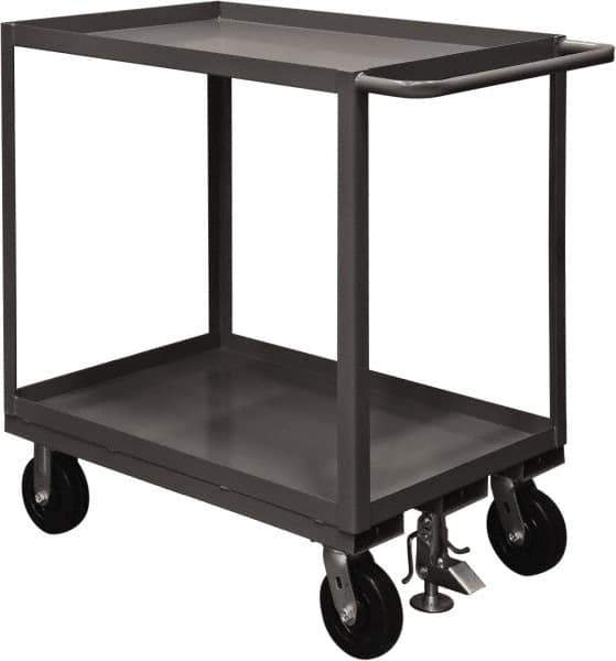 Durham - 2,400 Lb Capacity, 30" Wide x 48" Long x 37-5/8" High Service Cart - 2 Shelf, Steel, 2 Rigid/2 Swivel Casters - USA Tool & Supply
