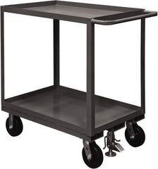 Durham - 2,400 Lb Capacity, 30" Wide x 48" Long x 37-5/8" High Service Cart - 2 Shelf, Steel, 2 Rigid/2 Swivel Casters - USA Tool & Supply