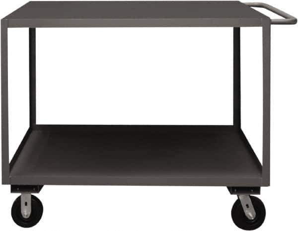 Durham - 3,000 Lb Capacity, 24" Wide x 48" Long x 39-1/16" High Service Cart - 2 Shelf, Steel, 2 Rigid/2 Swivel Casters - USA Tool & Supply