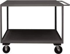 Durham - 3,000 Lb Capacity, 24" Wide x 48" Long x 39-1/16" High Service Cart - 2 Shelf, Steel, 2 Rigid/2 Swivel Casters - USA Tool & Supply