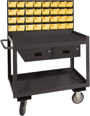 Durham - 1,200 Lb Capacity, 24" Wide x 36" Long x 64-1/8" High Service Cart - 2 Drawer, 2 Shelf, Steel, 2 Rigid/2 Swivel Casters - USA Tool & Supply