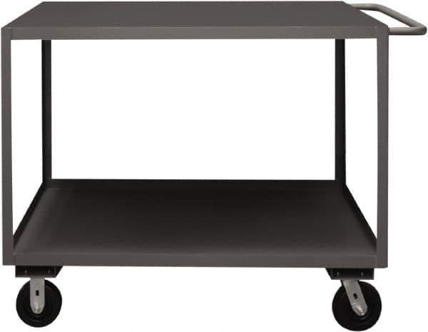 Durham - 3,000 Lb Capacity, 24" Wide x 36" Long x 39-1/16" High Service Cart - 2 Shelf, Steel, 2 Rigid/2 Swivel Casters - USA Tool & Supply