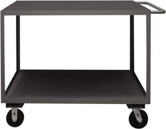 Durham - 3,000 Lb Capacity, 24" Wide x 36" Long x 39-1/16" High Service Cart - 2 Shelf, Steel, 2 Rigid/2 Swivel Casters - USA Tool & Supply