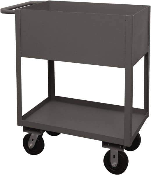 Durham - 1,200 Lb Capacity, 18" Wide x 30" Long x 39-1/16" High Service Cart - 2 Shelf, Steel, 2 Rigid/2 Swivel Casters - USA Tool & Supply