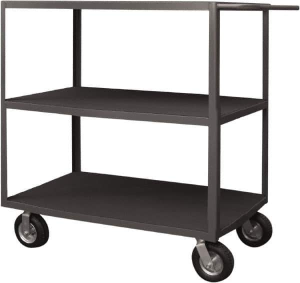 Durham - 1,200 Lb Capacity, 36" Wide x 72" Long x 50" High Instrument Cart - 3 Shelf, Steel, 2 Rigid/2 Swivel Casters - USA Tool & Supply