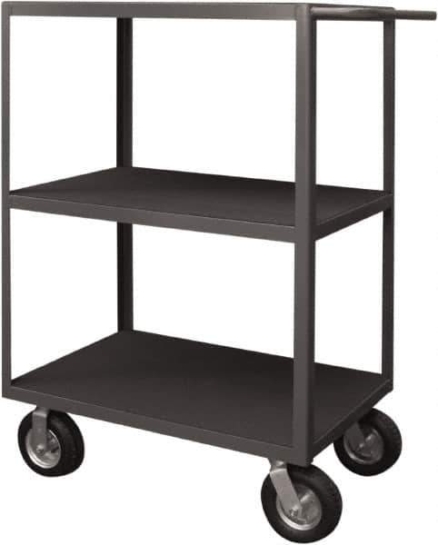 Durham - 1,200 Lb Capacity, 24" Wide x 36" Long x 50" High Instrument Cart - 3 Shelf, Steel, 2 Rigid/2 Swivel Casters - USA Tool & Supply