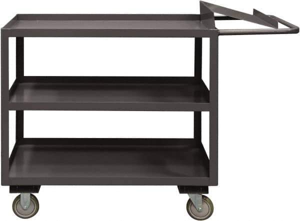 Durham - 1,200 Lb Capacity, 24" Wide x 48" Long x 37-5/8" High Order Picking Cart - 3 Shelf, Steel, 2 Rigid/2 Swivel Casters - USA Tool & Supply
