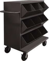 Durham - 2,400 Lb Capacity, 24" Wide x 36" Long x 49-1/4" High Storage Bin Cart - 9 Slot, Steel, 2 Rigid/2 Swivel Casters - USA Tool & Supply