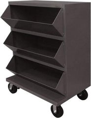 Durham - 2,400 Lb Capacity, 24" Wide x 36" Long x 49-1/4" High Storage Bin Cart - 3 Slot, Steel, 2 Rigid/2 Swivel Casters - USA Tool & Supply
