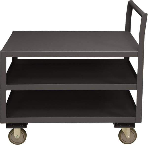 Durham - 1,200 Lb Capacity, 30-1/4" Wide x 63" Long x 37-1/2" High Service Cart - 3 Shelf, Steel, 2 Rigid/2 Swivel Casters - USA Tool & Supply