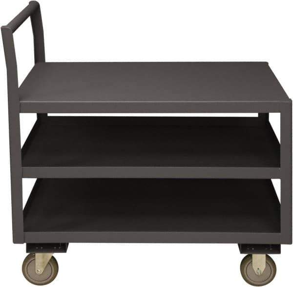 Durham - 1,200 Lb Capacity, 30-1/4" Wide x 51" Long x 37-1/2" High Service Cart - 3 Shelf, Steel, 2 Rigid/2 Swivel Casters - USA Tool & Supply