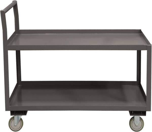 Durham - 1,200 Lb Capacity, 24-1/4" Wide x 51" Long x 37-1/2" High Service Cart - 2 Shelf, Steel, 2 Rigid/2 Swivel Casters - USA Tool & Supply