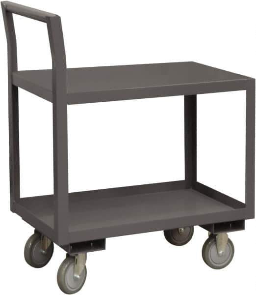 Durham - 1,200 Lb Capacity, 30-1/4" Wide x 51" Long x 37-1/2" High Service Cart - 2 Shelf, Steel, 2 Rigid/2 Swivel Casters - USA Tool & Supply