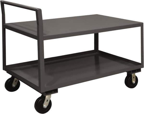 Durham - 2,000 Lb Capacity, 30-1/4" Wide x 51" Long x 38-3/4" High Service Cart - 2 Shelf, Steel, 2 Rigid/2 Swivel Casters - USA Tool & Supply