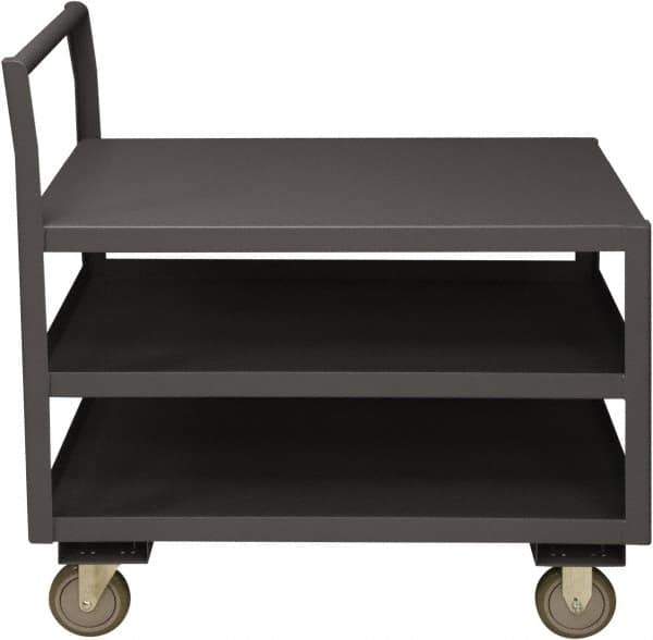 Durham - 1,200 Lb Capacity, 24-1/4" Wide x 39" Long x 37-1/2" High Service Cart - 3 Shelf, Steel, 2 Rigid/2 Swivel Casters - USA Tool & Supply