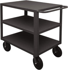 Durham - 5,000 Lb Capacity, 24" Wide x 48" Long x 40-1/4" High Heavy Duty Service Cart - 3 Shelf, Steel, 2 Rigid/2 Swivel Casters - USA Tool & Supply