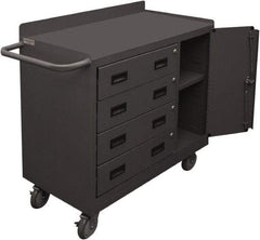 Durham - 1,200 Lb Capacity, 18" Wide x 36" Long x 39-3/4" High Mobile Cart - 1 Door, 4 Drawer, 1 Shelf, Steel, 2 Rigid/2 Swivel Casters - USA Tool & Supply