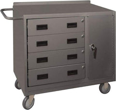 Durham - 1,200 Lb Capacity, 18" Wide x 36" Long x 39-3/4" High Mobile Cart - 1 Door, 4 Drawer, 1 Shelf, Steel, 2 Rigid/2 Swivel Casters - USA Tool & Supply