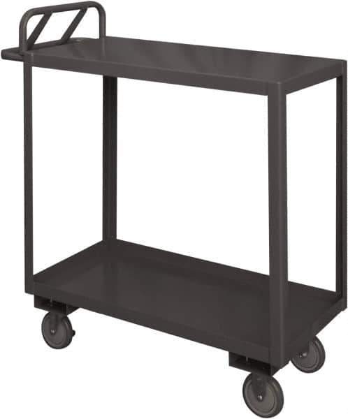 Durham - 1,200 Lb Capacity, 18" Wide x 30" Long x 38" High Service Cart - 2 Shelf, Steel, 2 Rigid/2 Swivel Casters - USA Tool & Supply