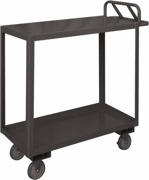 Durham - 1,200 Lb Capacity, 18" Wide x 36" Long x 37-5/8" High Service Cart - 2 Shelf, Steel, 2 Rigid/2 Swivel Casters - USA Tool & Supply