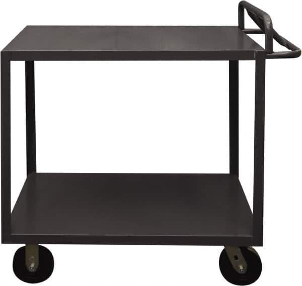 Durham - 3,600 Lb Capacity, 24" Wide x 48" Long x 37-5/8" High Service Cart - 2 Shelf, Steel, 2 Rigid/2 Swivel Casters - USA Tool & Supply