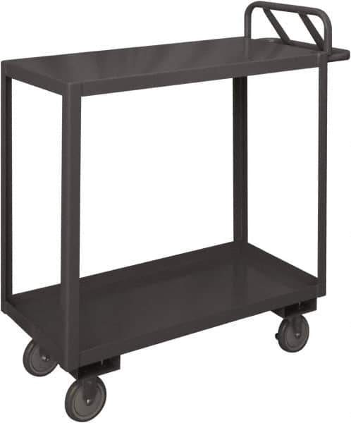 Durham - 1,200 Lb Capacity, 24" Wide x 48" Long x 37-5/8" High Service Cart - 2 Shelf, Steel, 2 Rigid/2 Swivel Casters - USA Tool & Supply