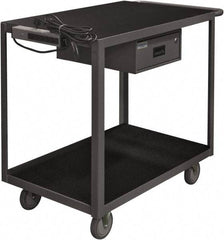 Durham - 1,200 Lb Capacity, 24" Wide x 36" Long x 39-1/2" High Instrument Cart - 1 Drawer, 2 Shelf, Steel, 2 Rigid/2 Swivel Casters - USA Tool & Supply