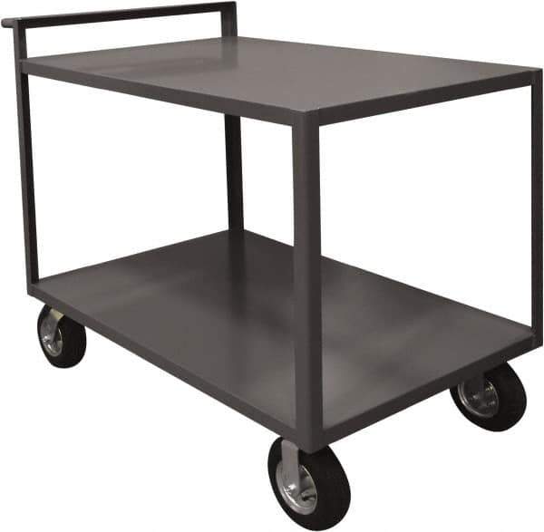 Durham - 1,500 Lb Capacity, 30" Wide x 60" Long x 39-1/2" High Service Cart - 2 Shelf, Steel, 2 Rigid/2 Swivel Casters - USA Tool & Supply