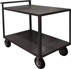 Durham - 1,500 Lb Capacity, 24" Wide x 48" Long x 39-7/16" High Service Cart - 2 Shelf, Steel, 2 Rigid/2 Swivel Casters - USA Tool & Supply