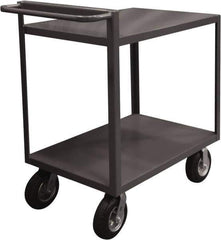 Durham - 1,500 Lb Capacity, 24" Wide x 36" Long x 39-7/16" High Service Cart - 2 Shelf, Steel, 2 Rigid/2 Swivel Casters - USA Tool & Supply