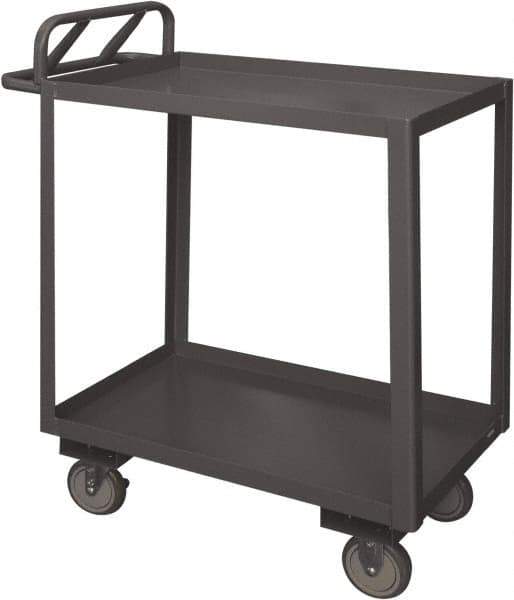 Durham - 1,200 Lb Capacity, 30" Wide x 60" Long x 29" High Service Cart - 2 Shelf, Steel, 2 Rigid/2 Swivel Casters - USA Tool & Supply