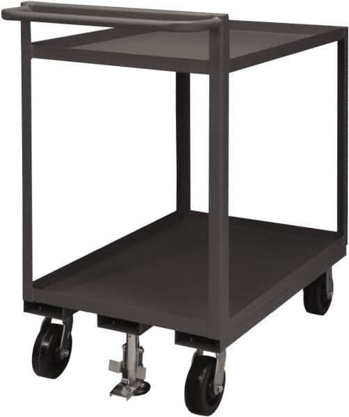 Durham - 1,500 Lb Capacity, 24" Wide x 48" Long x 41-1/16" High Service Cart - 2 Shelf, Steel, 2 Rigid/2 Swivel Casters - USA Tool & Supply
