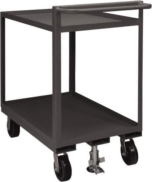 Durham - 1,500 Lb Capacity, 30" Wide x 48" Long x 41-1/16" High Service Cart - 2 Shelf, Steel, 2 Rigid/2 Swivel Casters - USA Tool & Supply