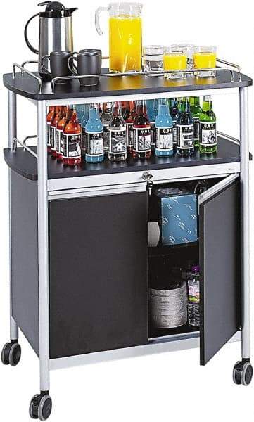 Safco - 50 Lb Capacity, 33-1/2" Wide x 21-3/4" Long x 43" High Mobile Cart - 2 Door, 1 Drawer, 1 Shelf, Steel, 4 Swivel Casters - USA Tool & Supply