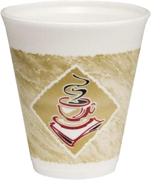 DART - Caf\xE9 G Foam Hot/Cold Cups, 12 oz - Brown,Red & White - USA Tool & Supply