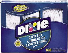 Dixie - Combo Pack, Tray with Plastic Utensils, 56 Forks, 56 Knives, 56 Spoons - White - USA Tool & Supply