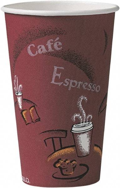 Solo - Bistro Design Hot Drink Cups, Paper, 16 oz, 300/Carton - Maroon - USA Tool & Supply