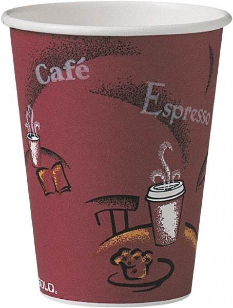 Solo - Bistro Design Hot Drink Cups, Paper, 12 oz, 300/Carton - Maroon - USA Tool & Supply