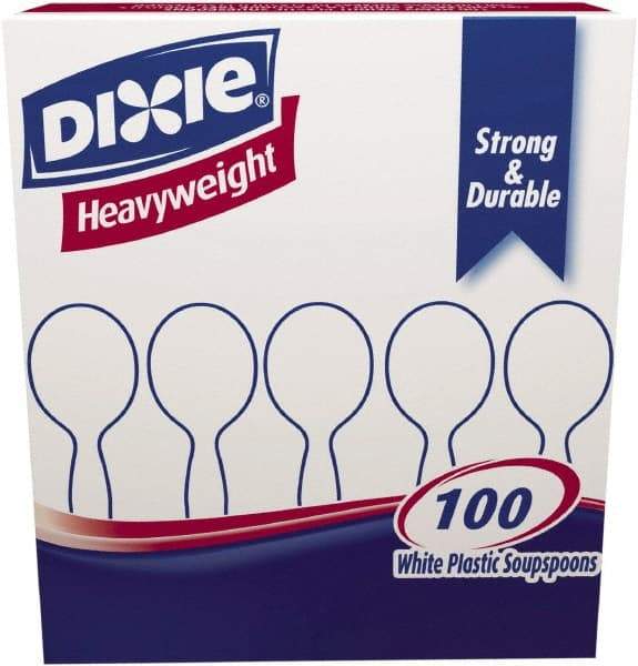 Dixie - Plastic Cutlery, Heavyweight Soup Spoons, 100/B oz - White - USA Tool & Supply