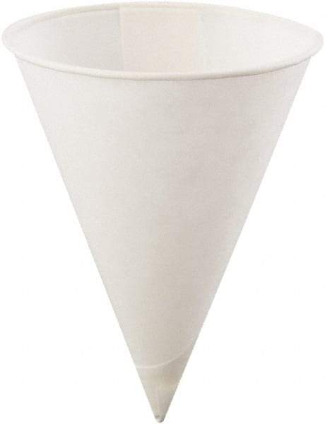 Konie - Poly-Bag Rolled-Rim Paper Cone Cups, 4 oz, 5000/Carton - White - USA Tool & Supply