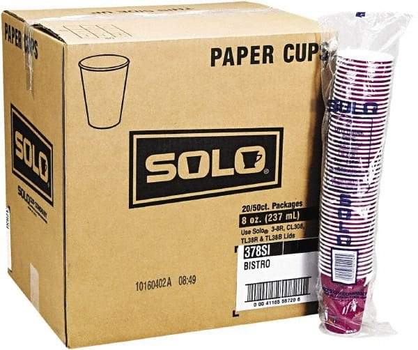 Solo - Bistro Design Hot Drink Cups, Paper, 12 oz, 50/Bag, 20 Bags/Carton - Maroon - USA Tool & Supply