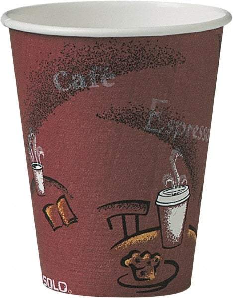 Solo - Bistro Design Hot Drink Cups, Paper, 8 oz, 500/Carton - Maroon - USA Tool & Supply