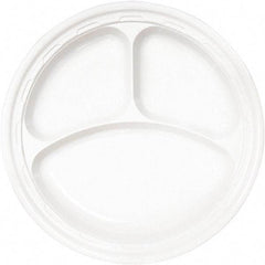 DART - Famous Service Plastic Dinnerware, Plate, 3-Comp, 10-1/4" Diam - White - USA Tool & Supply