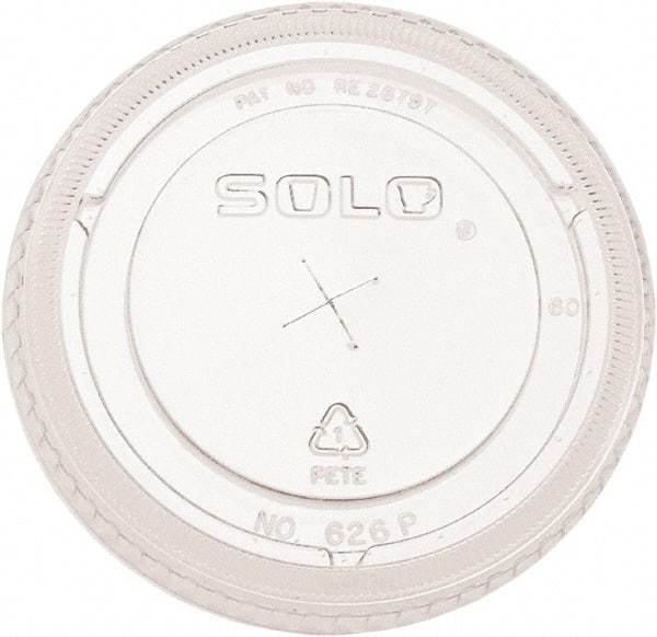 Solo - PETE Flat Straw-Slot Cold Cup Lids, Fits 16-24 oz, 100/Pack, 10 Packs/Carton - Clear - USA Tool & Supply