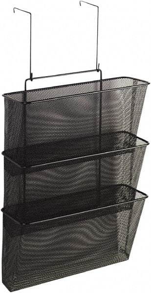 FELLOWES - 12-5/8" Wide x 8-1/4" Deep x 23-1/4" High, 3 Compartments, Wire Mesh Wall File - Black, 10" Compartment Width x 2-1/2" Compartment Depth x 12" Compartment Height - USA Tool & Supply